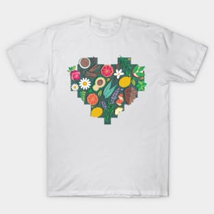 Aromatherapy essentials // heart print // green background T-Shirt